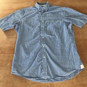 Lacoste Regular Fit Shirt Men 40 Blue Plaid Button Down Pocket Short Sleeve